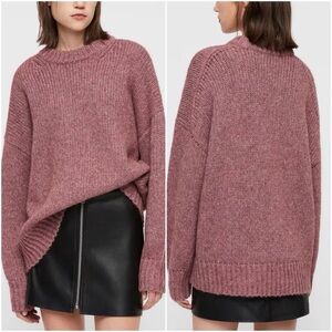 ALLSAINTS metallic pink crew neck Italian yarn sweater